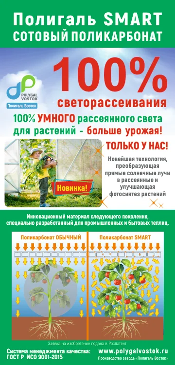 Листы сотового поликарбоната, улучшающего фотосинтез SMART