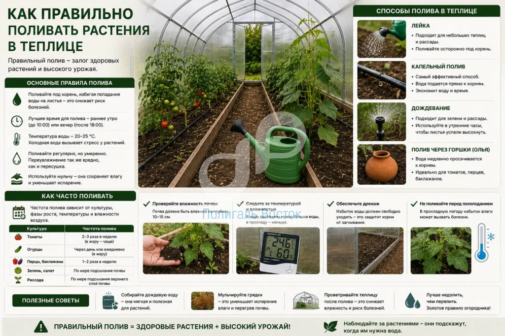 Как поливать растения в теплице